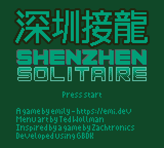 Shenzhen Solitaire GBC title screen